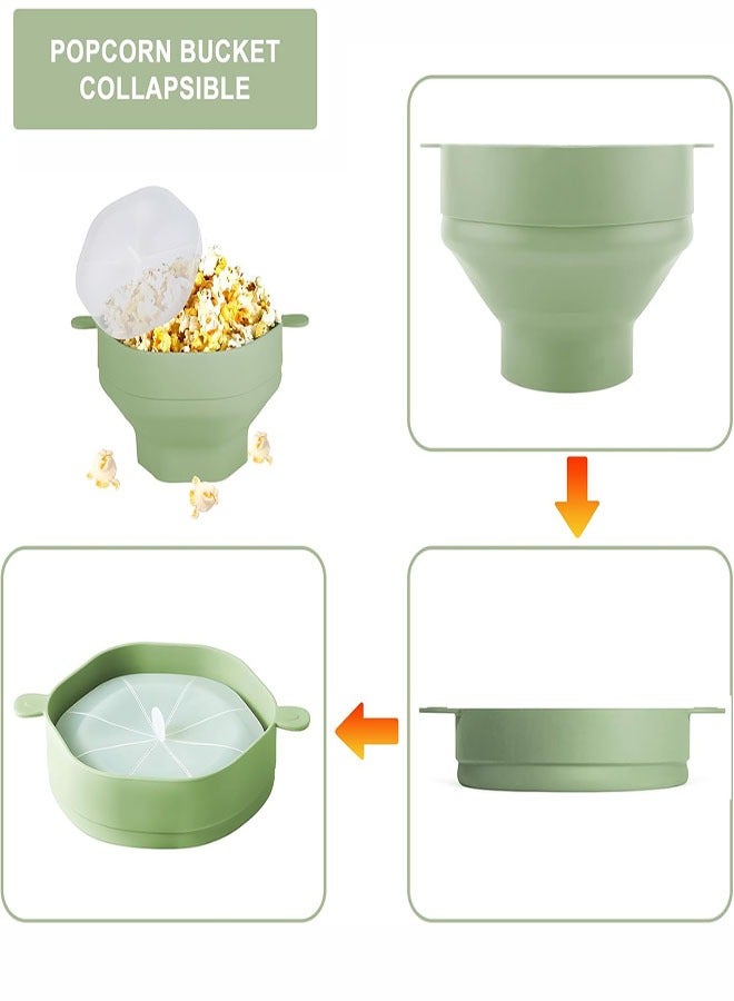 صانعة الفشار بالمايكروويف من السيليكون، وعاء صانعة الفشار القابل للطي مع غطاء ومقبض لأمسيات الأفلام المنزلية والوجبات الخفيفة - Image 3