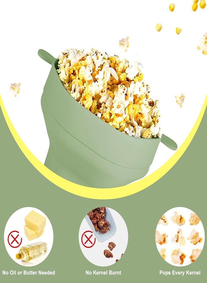 صانعة الفشار بالمايكروويف من السيليكون، وعاء صانعة الفشار القابل للطي مع غطاء ومقبض لأمسيات الأفلام المنزلية والوجبات الخفيفة - Image 5