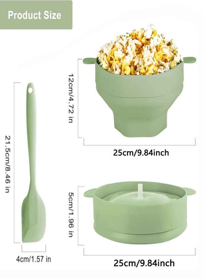 صانعة الفشار بالمايكروويف من السيليكون، وعاء صانعة الفشار القابل للطي مع غطاء ومقبض لأمسيات الأفلام المنزلية والوجبات الخفيفة - Image 2