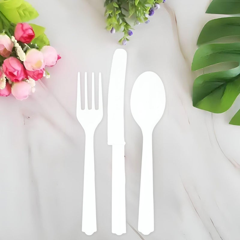 Amscan Assorted Frosty White Plastic Cutlery (Pack of 24) - Elegant  Durable & Disposable Party Supplies for Every Occasion - Image 3