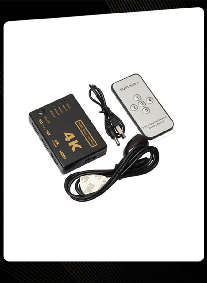 5-Port HDMI Switcher Box with Remote Control, 4K Supported 5 in 1 Out HDMI Switch for TV, PC, Game Consoles - Image 1