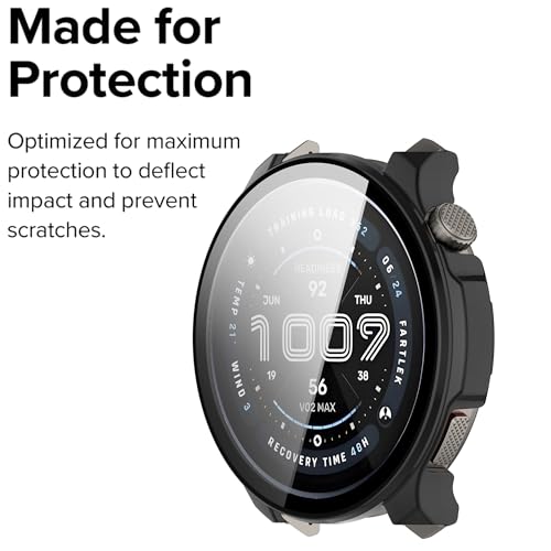 Wisely Shine Protective Slim Bumper Tempered Glass Case Cover Compatible with Amazfit Balance 46mm, Luxury Black - Image 2