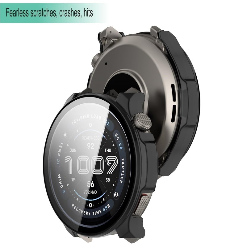Wisely Shine Protective Slim Bumper Tempered Glass Case Cover Compatible with Amazfit Balance 46mm, Luxury Black - Image 3