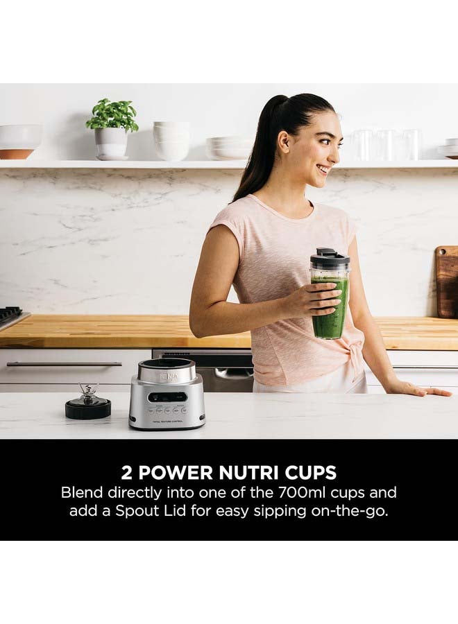 Ninja Foodi MAX Power Nutri Blender 2-In-1, Blend Smoothie Bowls, Thick Spreads & Frozen DrInks, Automatic Programs, SmartTorque, 1L Jug With Power Paddle, 2x 700ml Cups 1 L 1100 W CB150ME Silver - Image 5