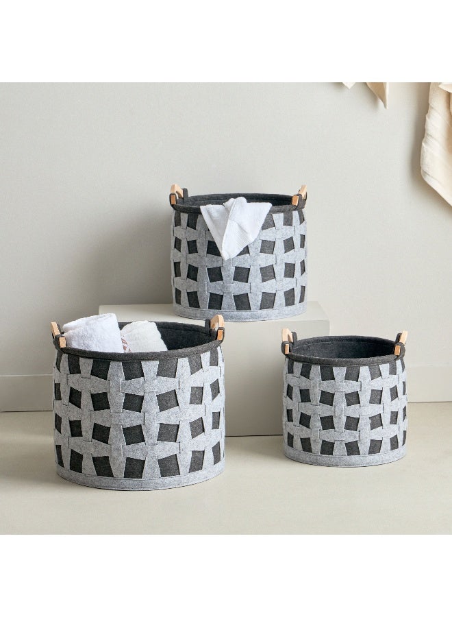 Home Box Circular 3-Piece Felt Basket Set 40 x 32 x 40 cm - Image 1
