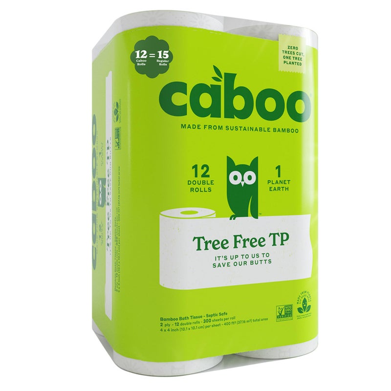 Caboo Tree Free Toilet Paper Tree Free Septic Chemical Free Bath Tissue 2 Ply Sheets 300 Sheets Per Roll 12 Double Rolls - Image 3