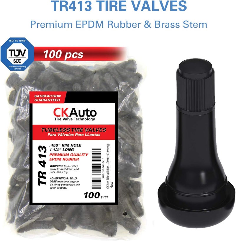 CKAuto TR413 Rubber Snap-in Tire Valve Stem - 100 pcs/bag - Image 5