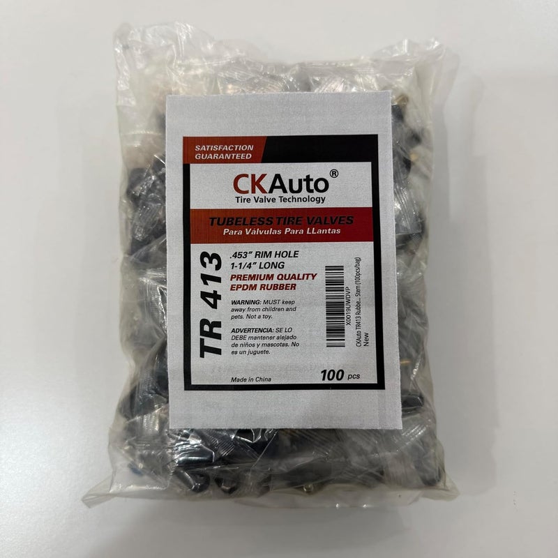 CKAuto TR413 Rubber Snap-in Tire Valve Stem - 100 pcs/bag - Image 2