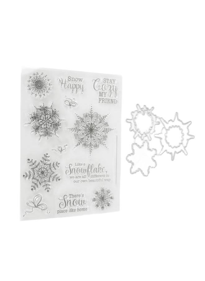 Thoraya - Clear Stamp Snowflake Theme Safe Durable Reusable TPR Material Easy Operation Transparent Stamp with Die Cut - Image 1