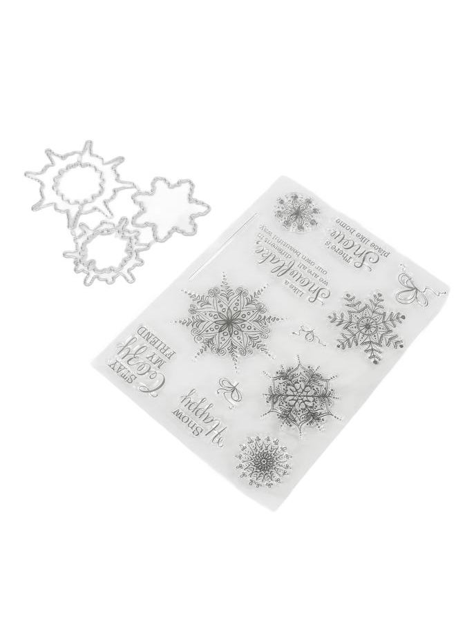 Thoraya - Clear Stamp Snowflake Theme Safe Durable Reusable TPR Material Easy Operation Transparent Stamp with Die Cut - Image 1
