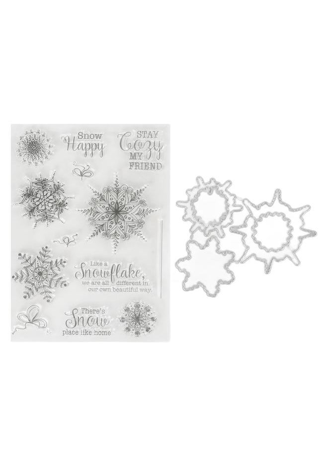 Thoraya - Clear Stamp Snowflake Theme Safe Durable Reusable TPR Material Easy Operation Transparent Stamp with Die Cut - Image 1
