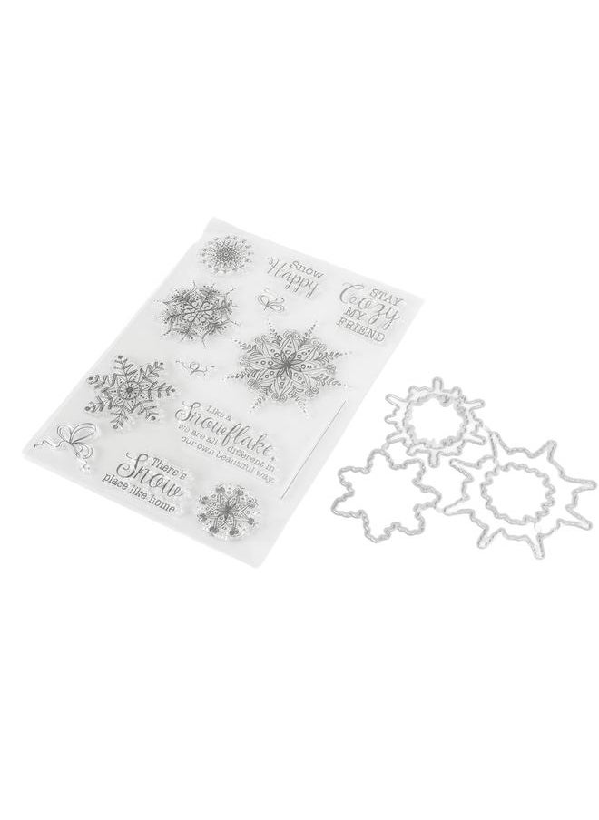 Thoraya - Clear Stamp Snowflake Theme Safe Durable Reusable TPR Material Easy Operation Transparent Stamp with Die Cut - Image 1