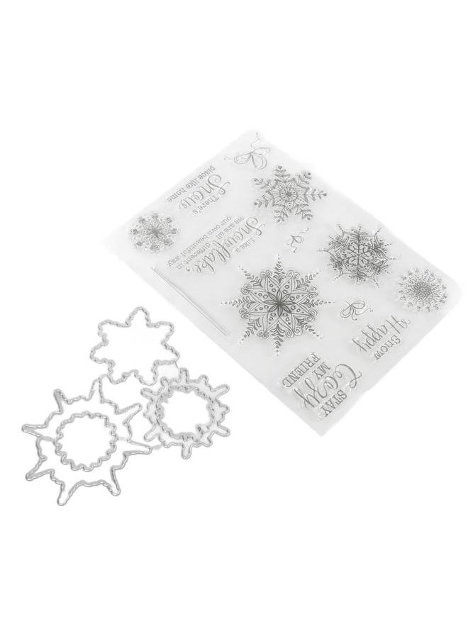 Thoraya - Clear Stamp Snowflake Theme Safe Durable Reusable TPR Material Easy Operation Transparent Stamp with Die Cut - Image 1