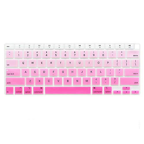 ProElife Ultra Thin Silicone Keyboard Cover Skin for MacBook Air 13 Inch 2021 2020 with Touch ID (MODLE A2179 and A2337 Apple M1 Chip, US Layout) Keyboard Protector (Ombre Pink) - Image 1