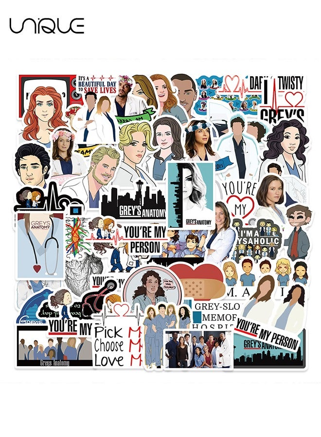 يونيك 50 قطع الدراما الأمريكية الطبيب موضوع ملصقات، الفينيل ملصقات للماء لزجاجات المياه الهاتف المحمول الكمبيوتر الغيتار، هدايا للمراهقين، الفتيات، المشجعين - Image 5