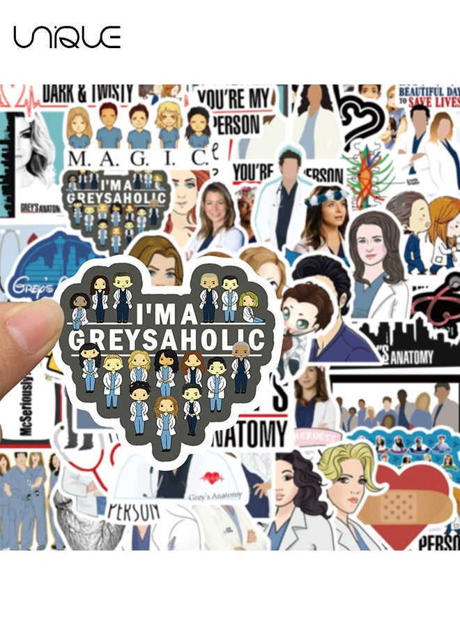 يونيك 50 قطع الدراما الأمريكية الطبيب موضوع ملصقات، الفينيل ملصقات للماء لزجاجات المياه الهاتف المحمول الكمبيوتر الغيتار، هدايا للمراهقين، الفتيات، المشجعين - Image 4