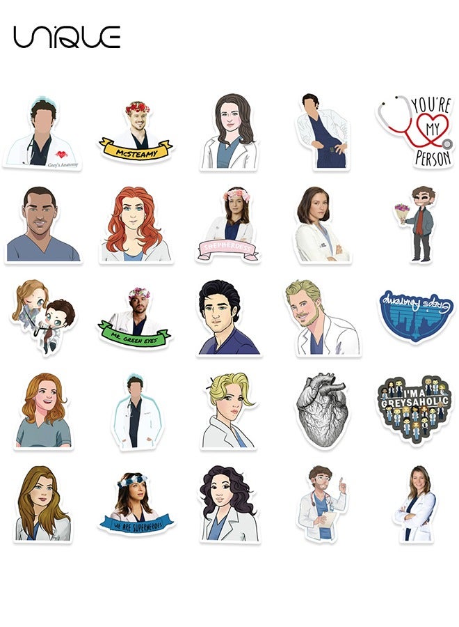 يونيك 50 قطع الدراما الأمريكية الطبيب موضوع ملصقات، الفينيل ملصقات للماء لزجاجات المياه الهاتف المحمول الكمبيوتر الغيتار، هدايا للمراهقين، الفتيات، المشجعين - Image 3