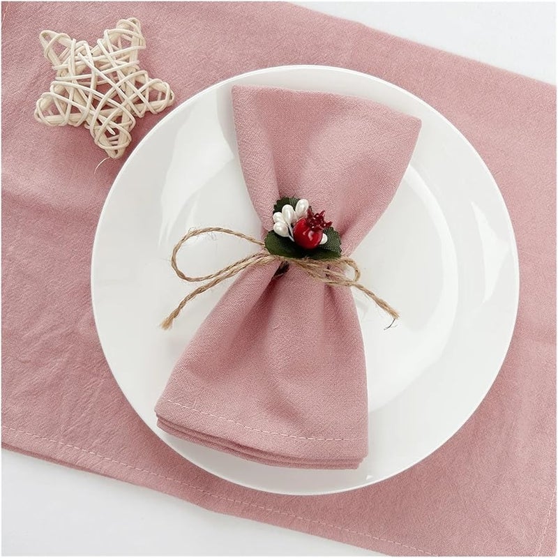 Linen Cotton Napkins 12 Pieces 30x45cm White Table Cloth Wedding Dinner Kitchen Towels - Image 3