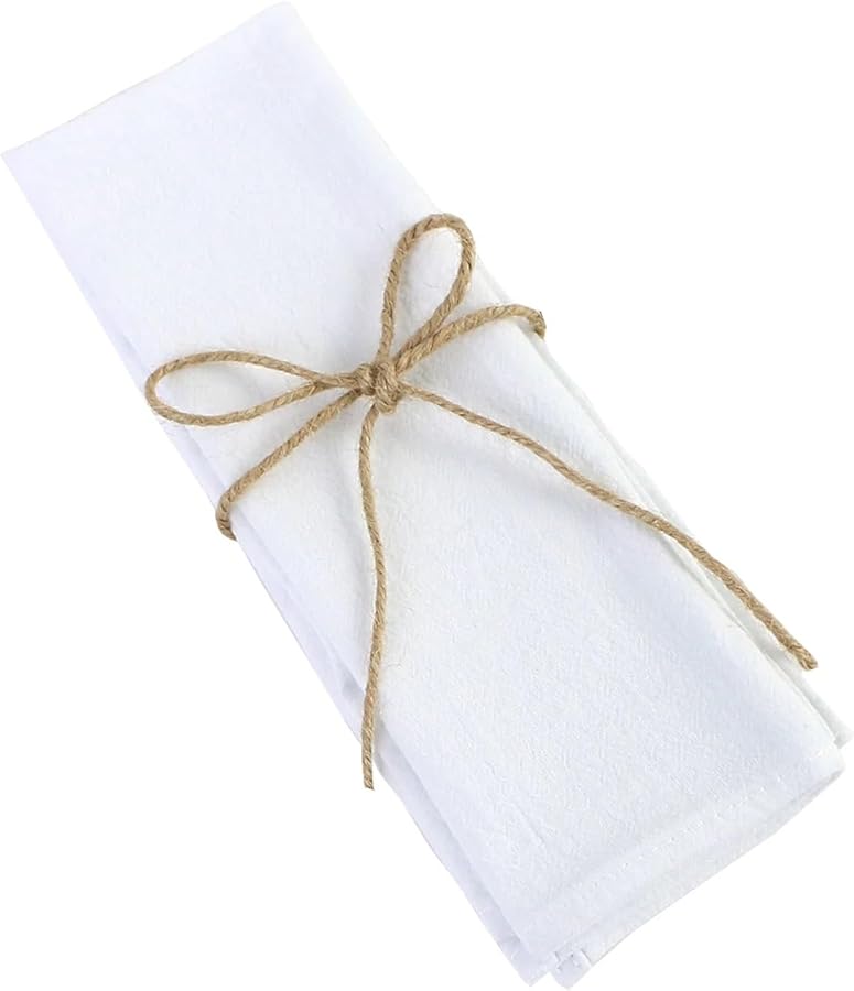 Linen Cotton Napkins 12 Pieces 30x45cm White Table Cloth Wedding Dinner Kitchen Towels - Image 1