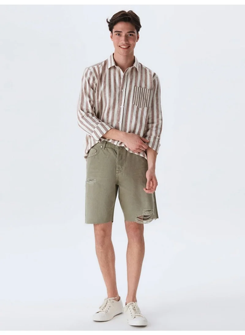 ال تي بي Men's Mateus Ripped Straight Cut Jean Bermuda