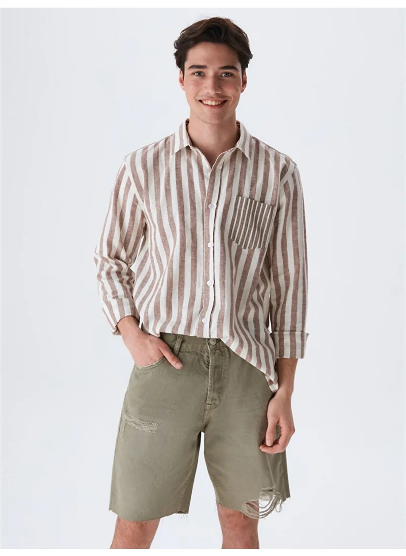 ال تي بي Men's Mateus Ripped Straight Cut Jean Bermuda