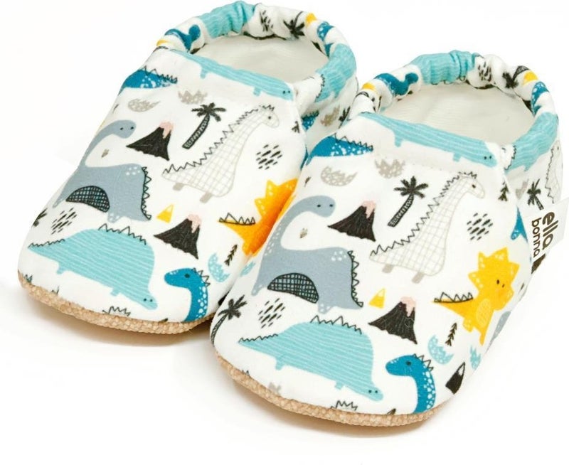 Ella Bonna Patterned Baby Booties, Non-Slip Sole, Home Nursery Shoes Slippers, Dinosaurs  - Image 1