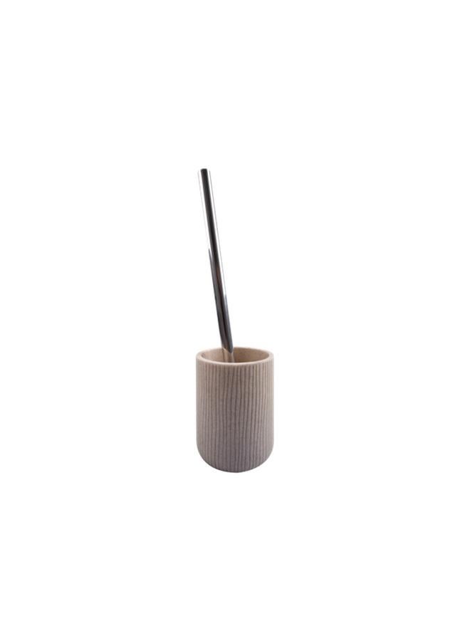TATAY Saigon Collection Sturdy High Quality Polyresin Toilet Brush With Holder Beige And Silver 6360300 - Image 1