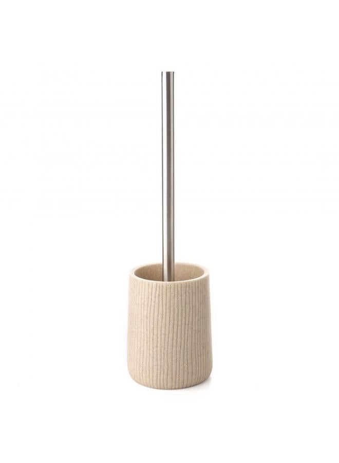 TATAY Saigon Collection Sturdy High Quality Polyresin Toilet Brush With Holder Beige And Silver 6360300 - Image 2