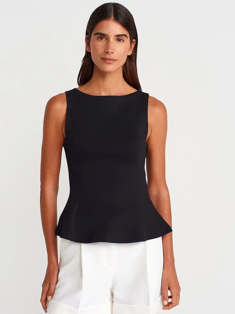 ديلفين DILVIN Fitted Sleeveless Peplum Blouse