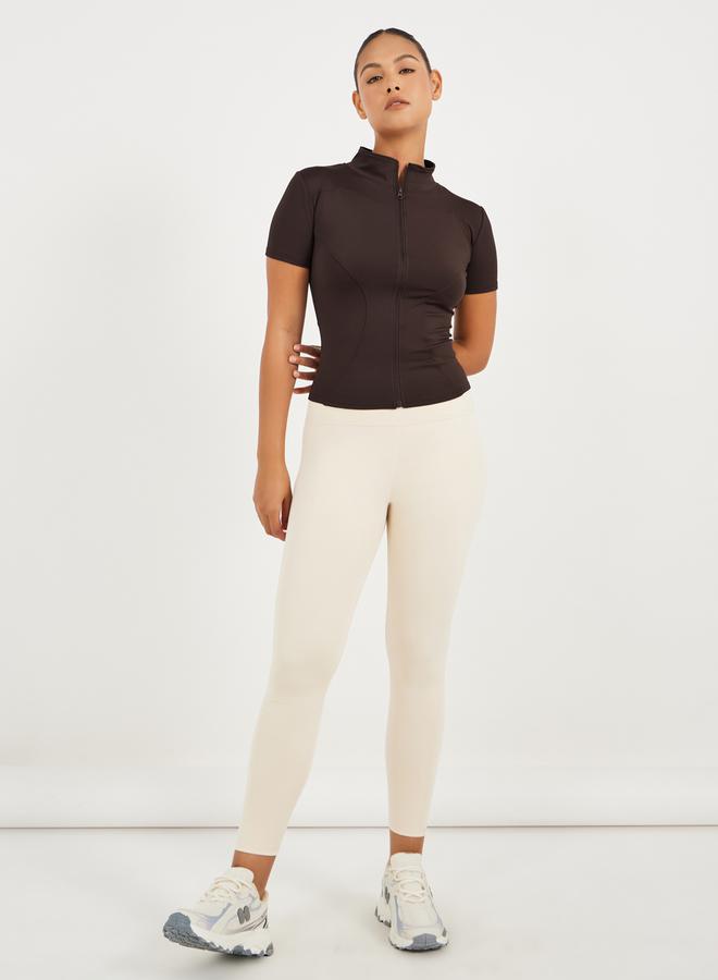 ستايلي اكتيف جاكيت قصير بسحاب وتفاصيل خياطة كونتور - Image 2