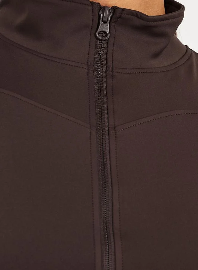 Styli Contour Seam Detail Short Sleeve Zip Up Jacket