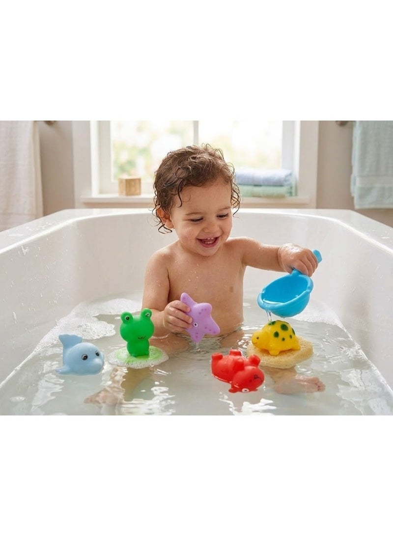 6 Pcs Baby Water Toys Set with Squeaker | Kids Water Toys Set | 6 Pieces Bath Toys for Kids | Baby Bath Toys Set | Kids Bathroom Toys | Swimming Toys for Kids | Baby Tub Toys 6 Pcs | Squeaky Bath Toys for Kids | Water Toys with Squeaker | Bath Toys for Babies | Water Squirter Toys | Water Toys for Infants and Kids | Colorful Bath Toys Set | Cartoon Water Toys for Kids | Sea Animal Water Toys | Splash Toys for Kids - Image 1