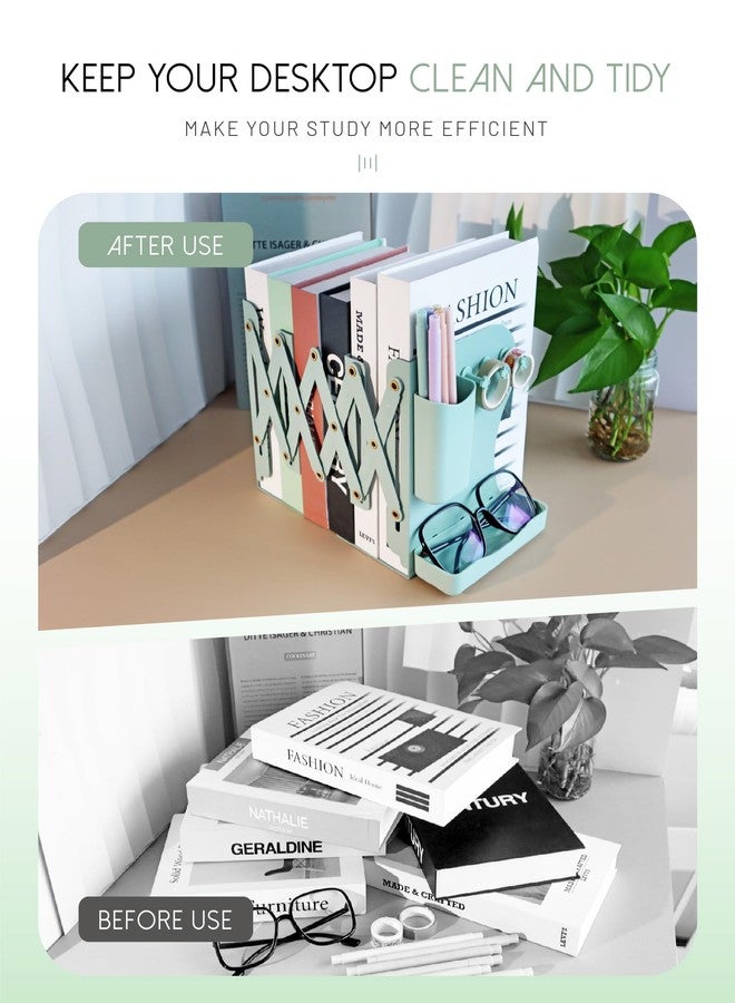 GAUENEEN Heavy Duty Bookends Adjustable Book End, Desk Book Holder for Shelves, Book Organizer for Desk, Suitable for Office Home School (19.69 inches Max) (Green) - Image 4
