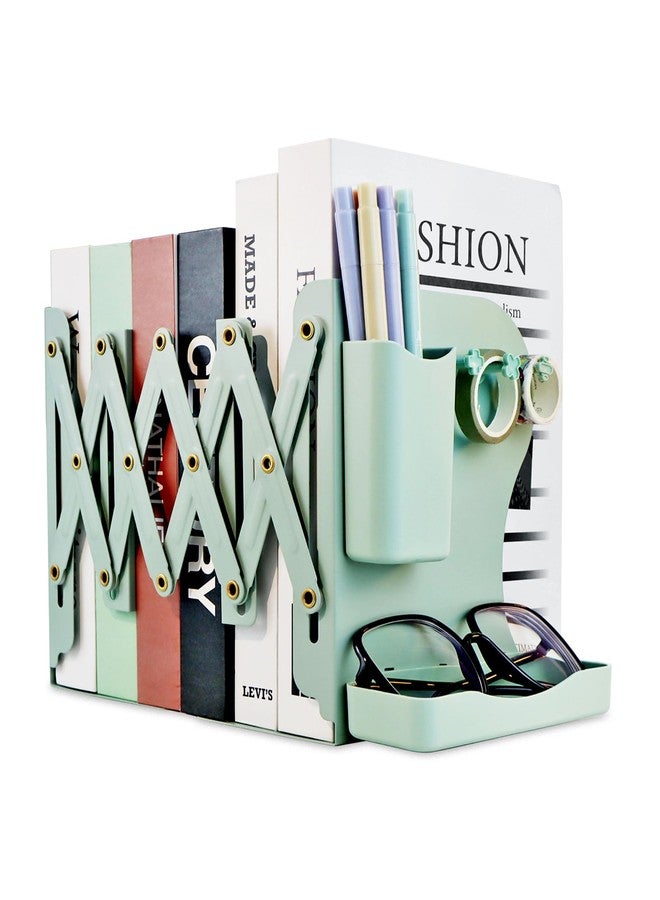 GAUENEEN Heavy Duty Bookends Adjustable Book End, Desk Book Holder for Shelves, Book Organizer for Desk, Suitable for Office Home School (19.69 inches Max) (Green) - Image 1