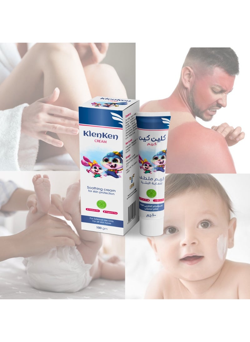 Klenken Cream (Babies & Adults)   - Sensitive Skin Moisturizer- For Rash, Eczema, Sun Protection - 100 gm