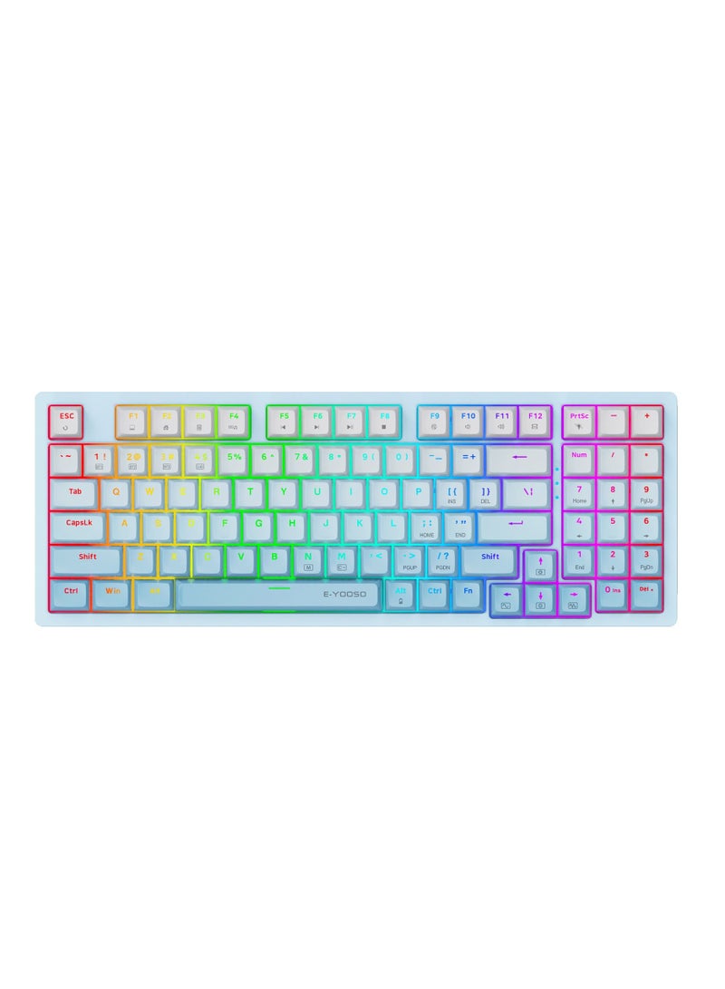 E-YOOSO Z-94 RGB Wireless Mechanical Gaming Keyboard,Bluetooth 5.0 wireless USB 2.4G 3 mode 94 Keys Keyboard for Compute PC Laptop White Switches  - Image 1