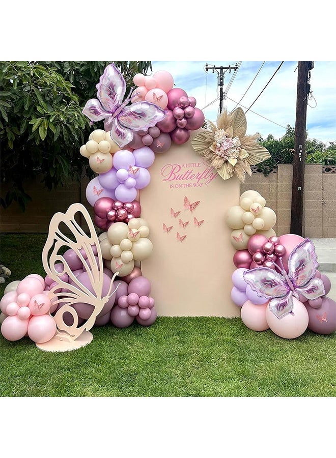 AGREON Purple Butterfly Balloon Arch Garland Kit 126 pcs Boho Pastel Balloon with Purple Large Butterfly Foil Balloon Butterfly Theme Birthday Baby Shower Fiesta Party Decorations for Girls - Image 5