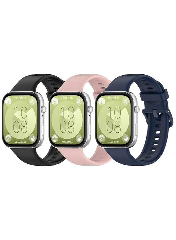 Anmi 3 Packs Replacement Bands compatible with Huawei Watch Fit 3,Silicone Sports Wrist Strap Adjustable Wrist Bands for Women Men  - Image 1