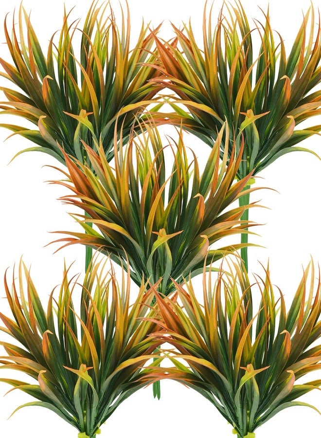 Phliofd 32 Pcs Artificial Grass Fake Plants 17.3in Outdoor Plastic Plants UV Resistant Greenery Fake Grass for Home Window Garden Office Patio Hanging Planter Pathway Front Porch Décor Orange Yellow - Image 1
