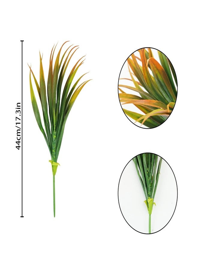 Phliofd 32 Pcs Artificial Grass Fake Plants 17.3in Outdoor Plastic Plants UV Resistant Greenery Fake Grass for Home Window Garden Office Patio Hanging Planter Pathway Front Porch Décor Orange Yellow - Image 5