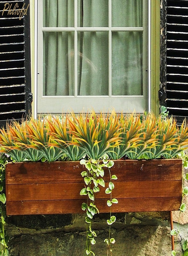 Phliofd 32 Pcs Artificial Grass Fake Plants 17.3in Outdoor Plastic Plants UV Resistant Greenery Fake Grass for Home Window Garden Office Patio Hanging Planter Pathway Front Porch Décor Orange Yellow - Image 4