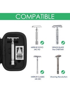 Linkidea Hard Shell Safety Razor Travel Case Shaving Kit Storage Box for Long/Short Handled Razor Razor Blade and Attachments Compatible with Merkur Vikings WEISHI Double Edge Safety Razor  - Image 3