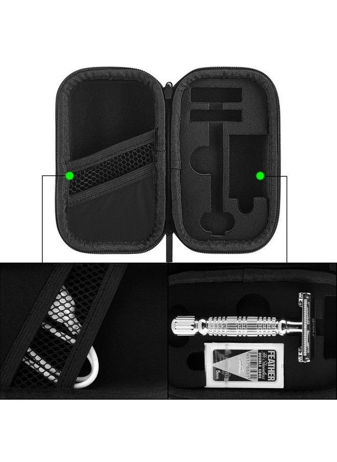 Linkidea - Hard Shell Safety Razor Travel Case Shaving Kit Storage Box for Long/Short Handled Razor Razor Blade and Attachments Compatible with Merkur Vikings WEISHI Double Edge Safety Razor - Image 1
