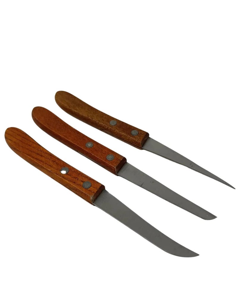 Bridge2shopping Multipurpose Fruit and Vegetable Carving Knife Wooden Handle, Set of 3 - Image 4
