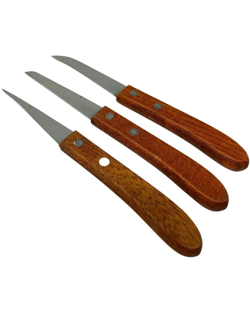 Bridge2shopping Multipurpose Fruit and Vegetable Carving Knife Wooden Handle, Set of 3 - Image 3