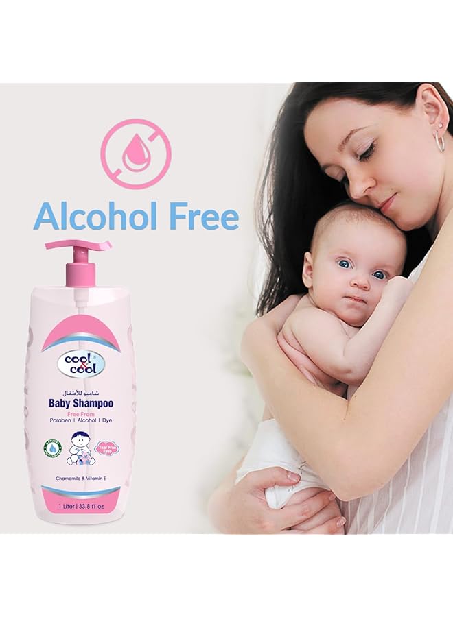 Cool & Cool Baby Shampoo 1Liter Tear Free Alcohol Free Paraben Free Dye Free Chamomile & Vitamin E With Extra Mild Formula - Image 5