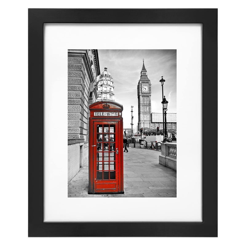 eletecpro 8x10 Picture Frame Made of Solid Wood with Glass Cover  Display 4x6/5x7 with Mat or 8x10 without Mat for Wall or Tabletop Display  Black - Image 1