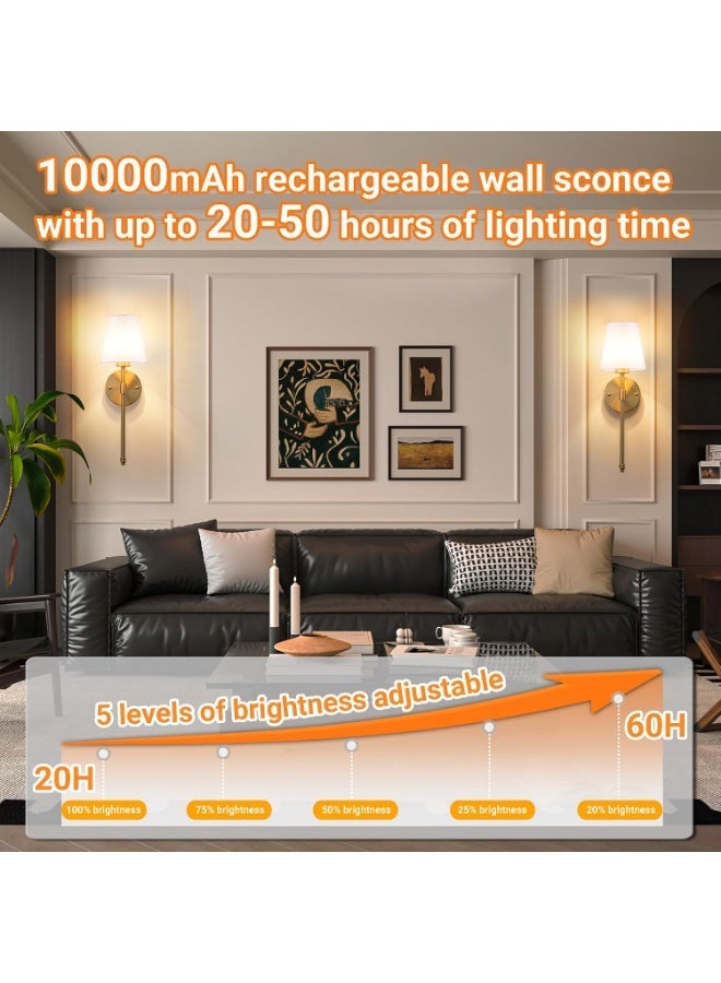 Samira Battery Operated Wall Sconces Set of 2, Wireless No-Drill Wall Lights with 10000mAh Rechargeable Battery, RGB 15-Color Dimmable Magnetic Bulbs and Remote, Wall Decor for Bedroom, Living Room, Hallway - Image 3