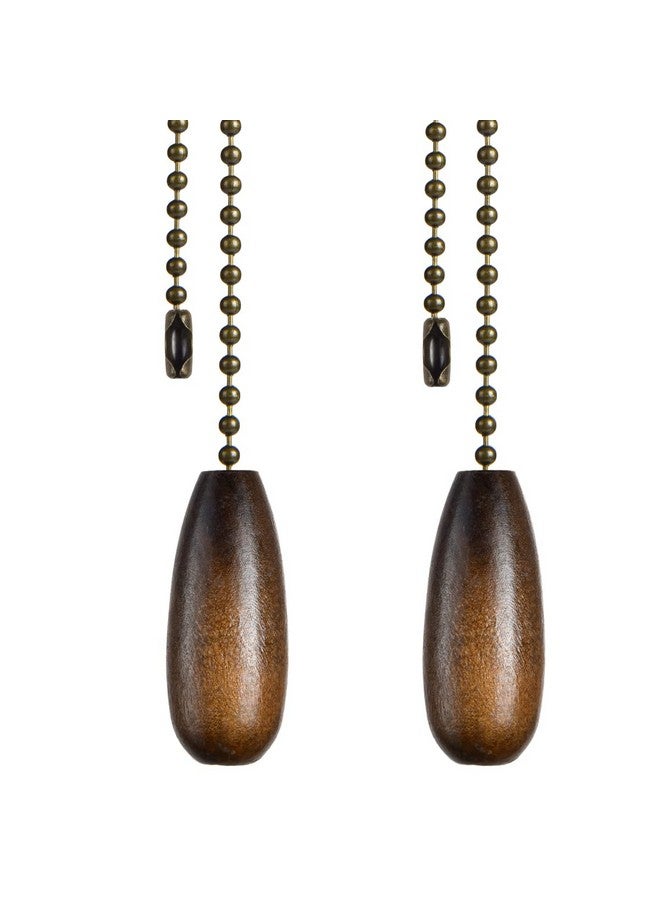 SmoTecQ Ceiling Fan Pull Chain, 2 Pieces 12-inch Long 3mm Diameter Beaded Ball Chains Bronze with Walnut Wooden Pulls Cord - Image 1