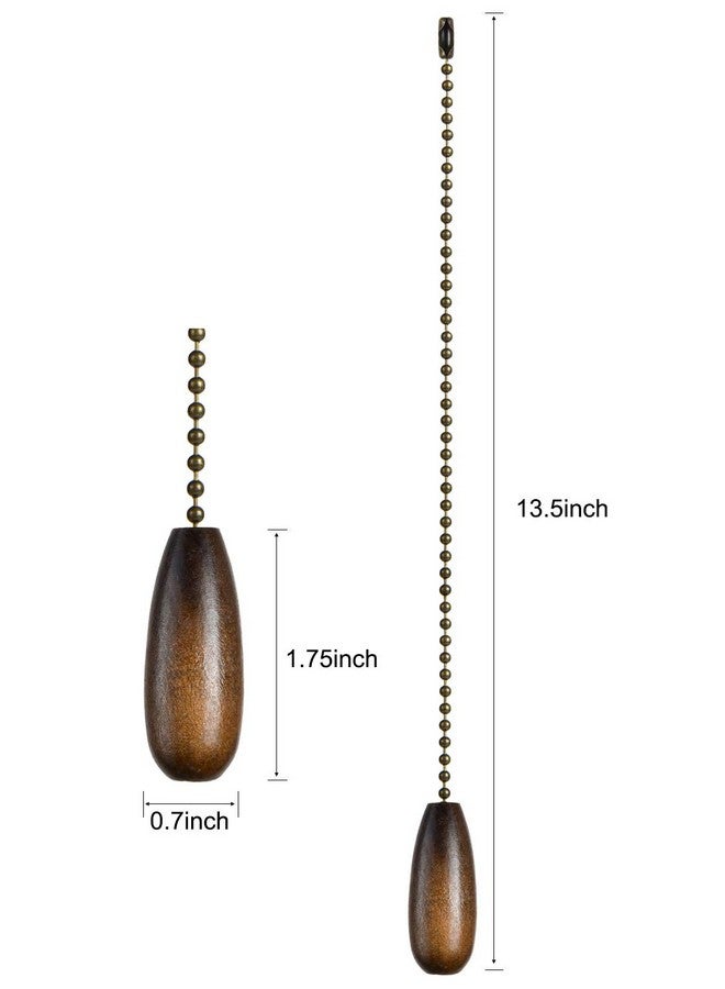 SmoTecQ Ceiling Fan Pull Chain, 2 Pieces 12-inch Long 3mm Diameter Beaded Ball Chains Bronze with Walnut Wooden Pulls Cord - Image 3